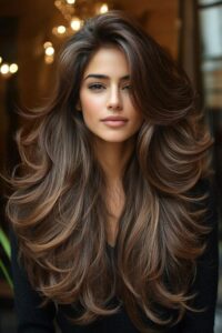 Cabelo em camadas Cabelo lindo, lavado e escovado